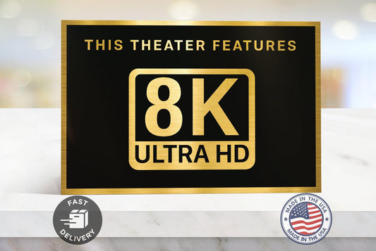 8k ultra hd home movie theater sign