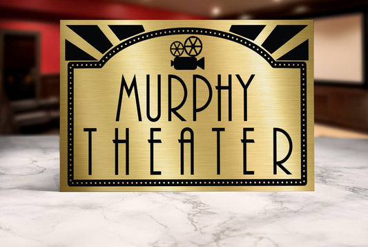 Custom retro home movie theater sign