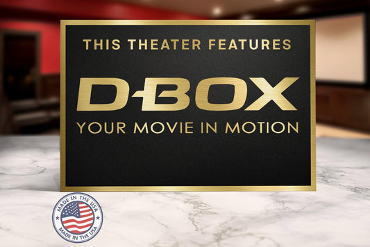 Dbox home movie theater sign