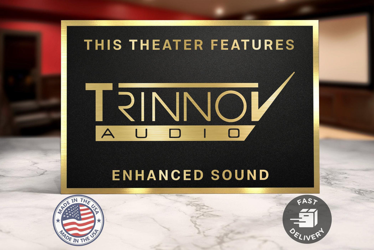 Trinnov home movie theater sign