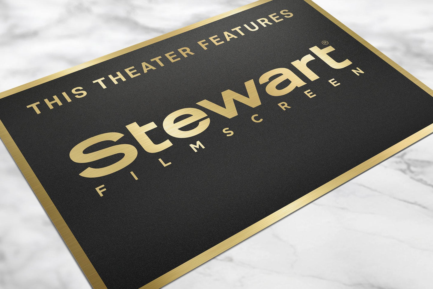 Stewart filmscreen home movie theater sign