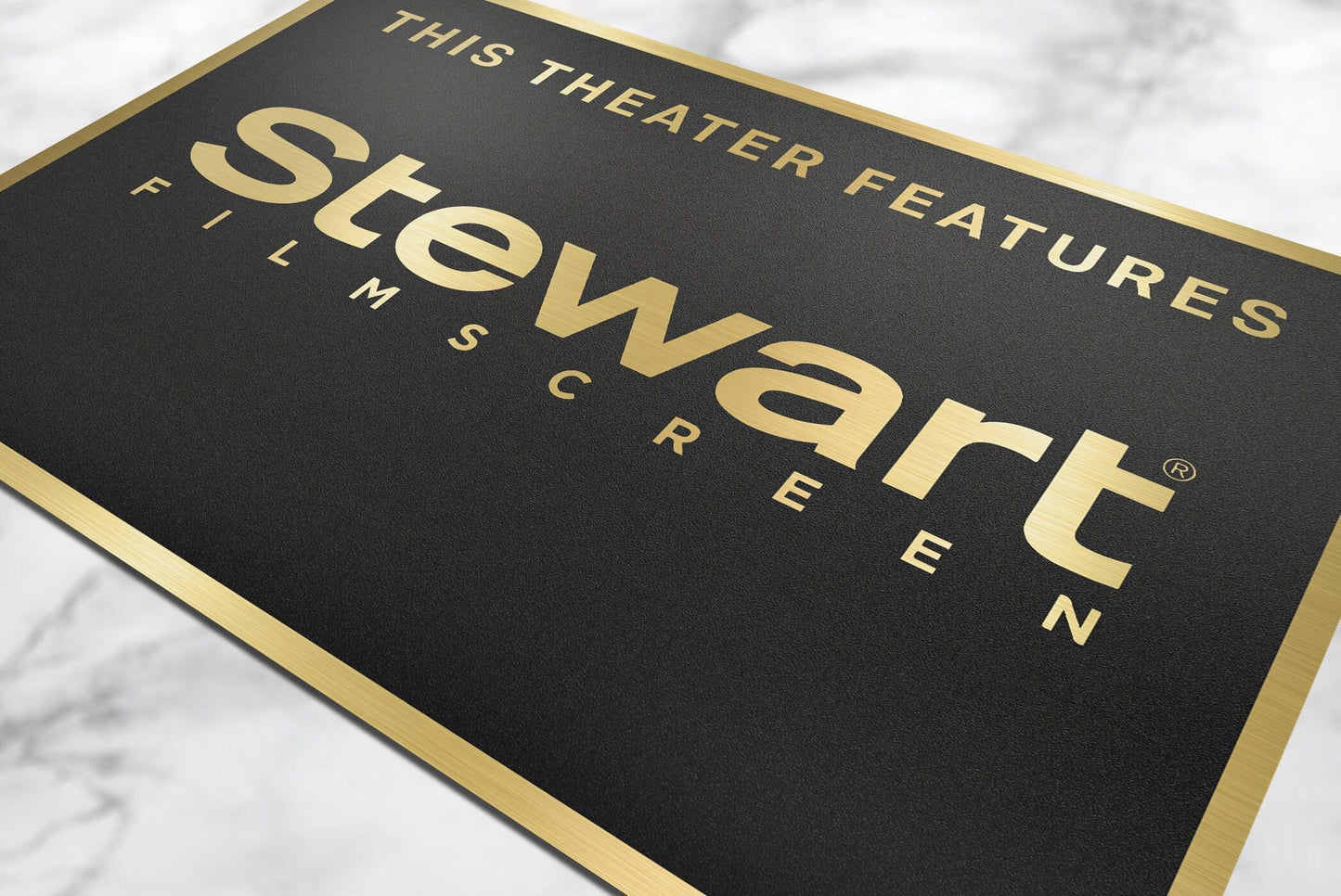 Stewart filmscreen home movie theater sign