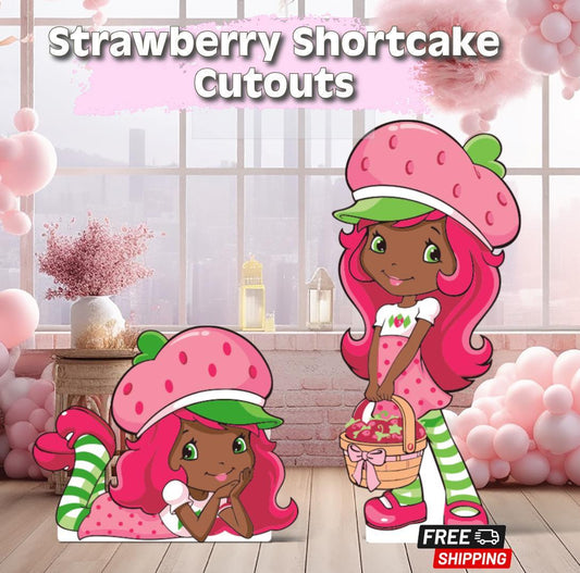 African american strawberry shortcake cutout | birthday party decor | kids party prop
