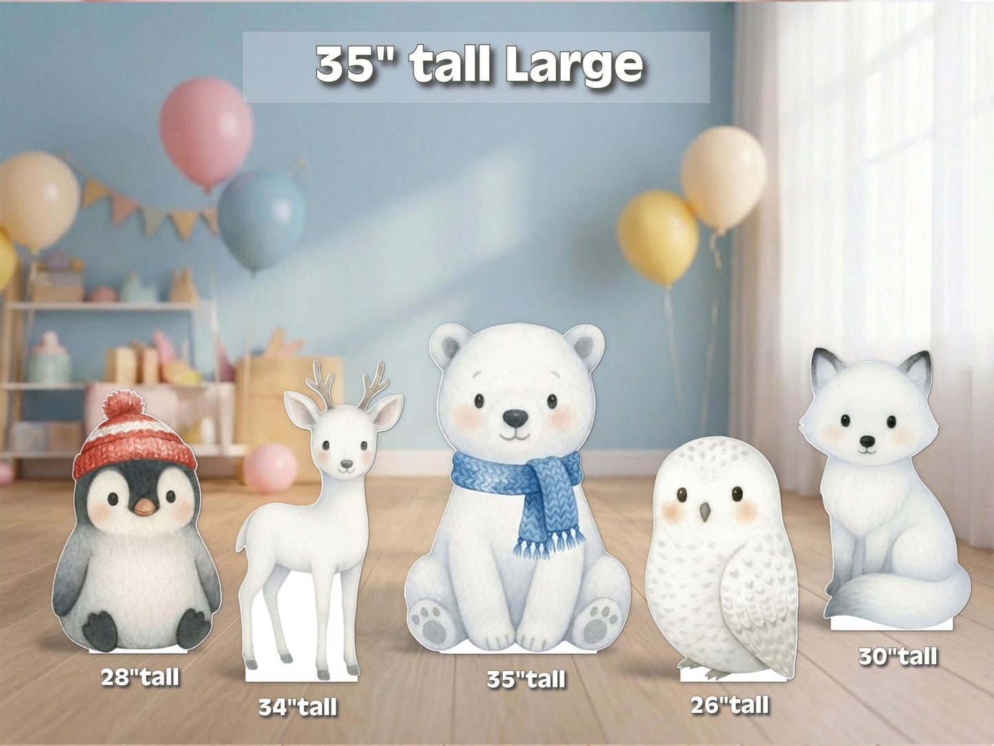 Arctic Animal Cutouts | Polar Bear, Penguin, Fox, Owl | Winter Wonderland Party Decor | Baby Shower & Birthday Decorations