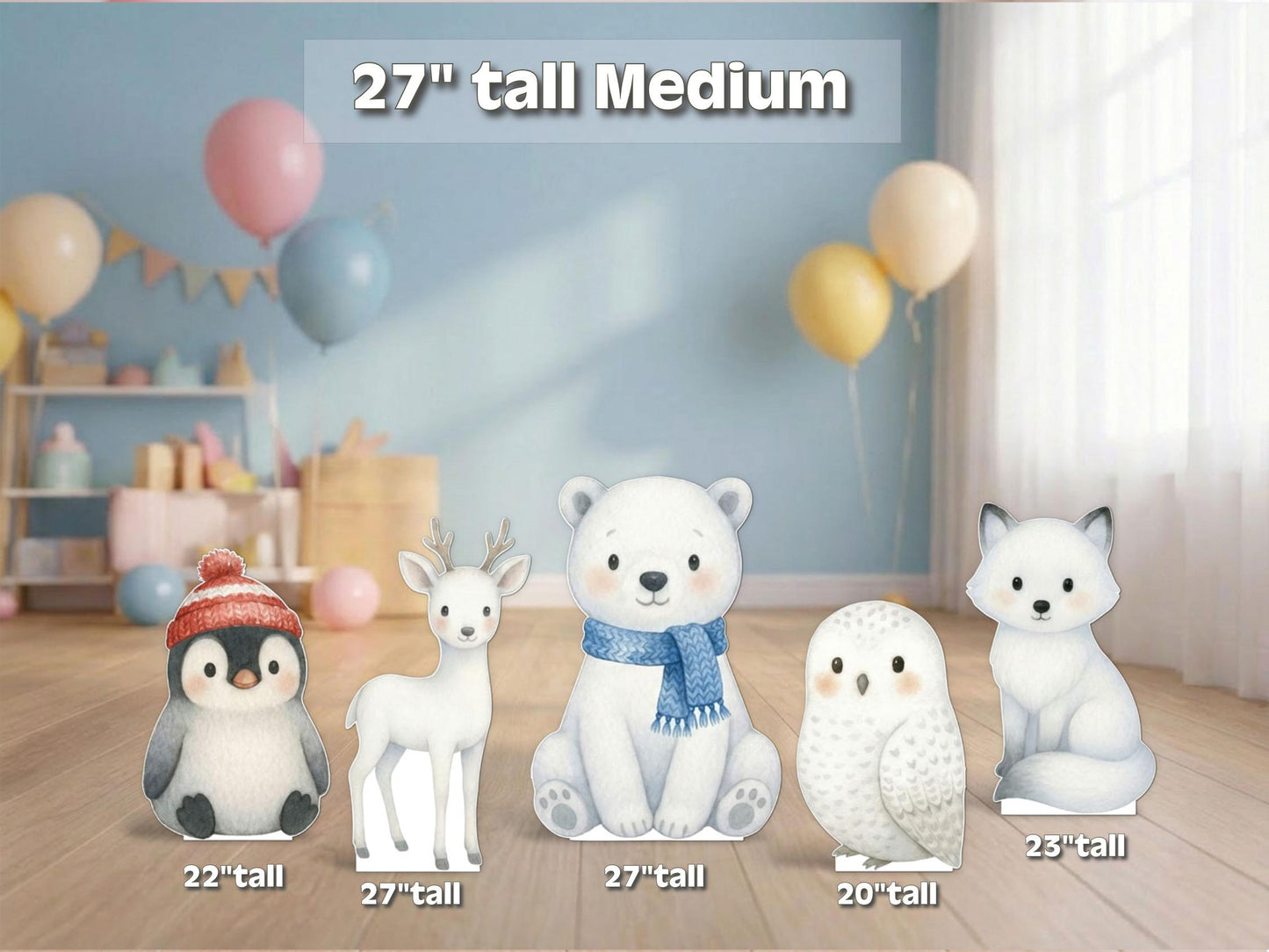 Arctic Animal Cutouts | Polar Bear, Penguin, Fox, Owl | Winter Wonderland Party Decor | Baby Shower & Birthday Decorations