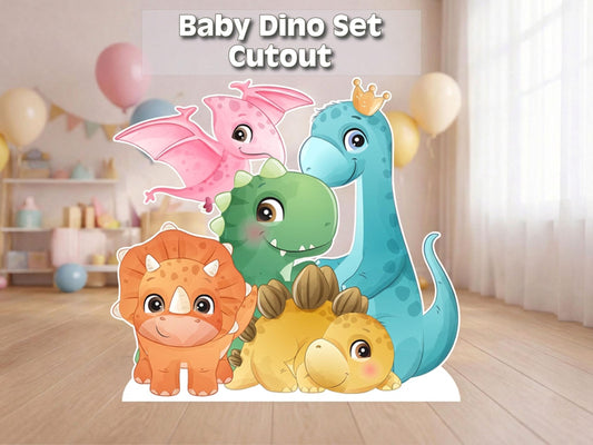 Baby Dino Set Cutout | Cute Dinosaur Party Decor | Dinosaur Baby Shower Prop | Pastel Dino Birthday Decoration