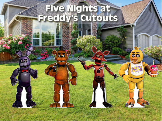 Five nights at freddy’s cutouts | fnaf birthday party decorations | freddy fazbear standee | gamer party props | horror theme decor