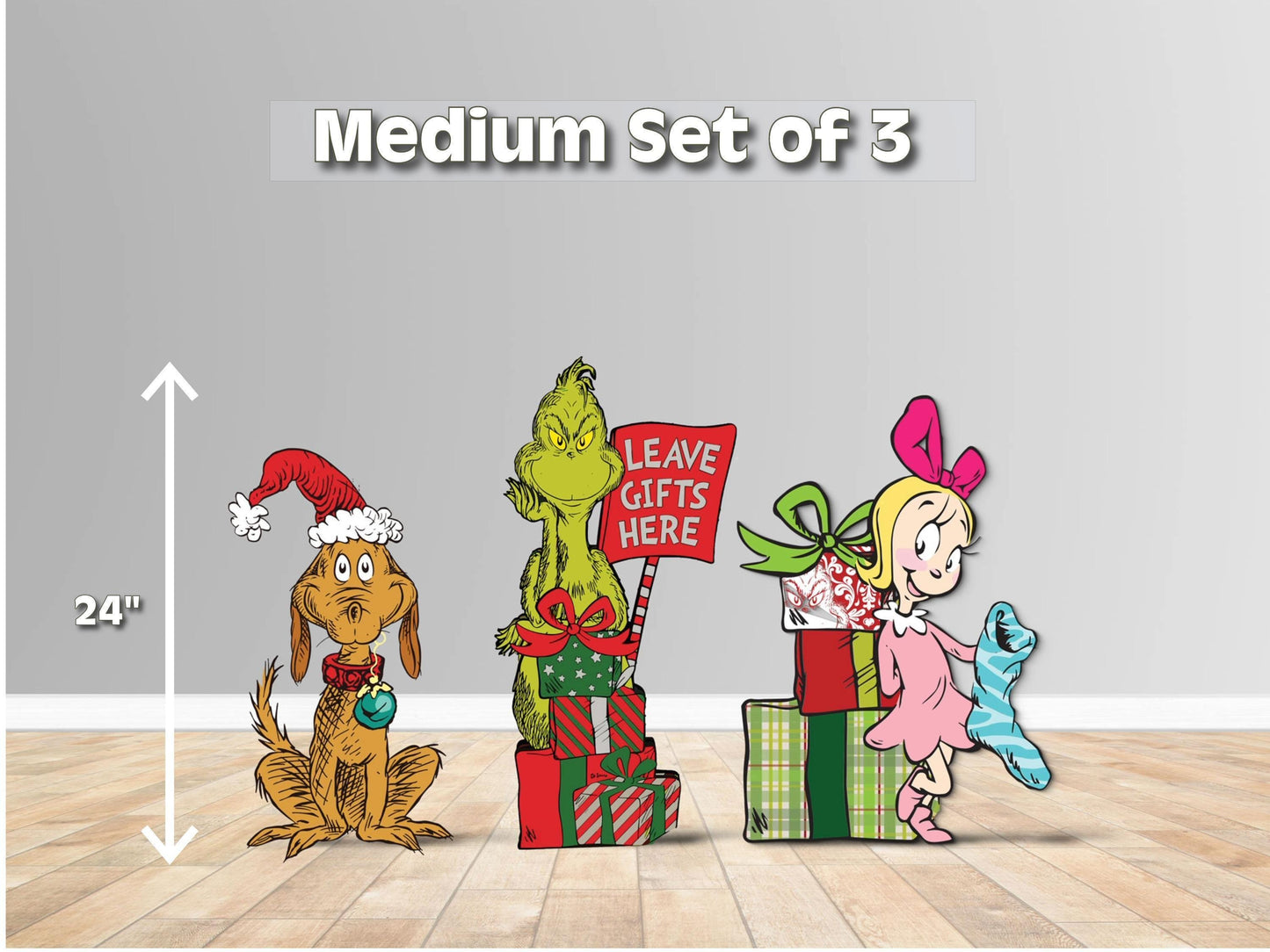 Grinch with sign christmas cutouts | whoville | dr seuss decorations | yard signs |