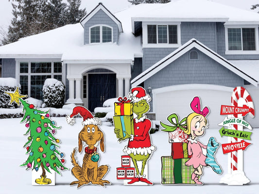 Grinch with gifts christmas cutouts | whoville | dr seuss decorations | yard signs | Holiday seasonal product