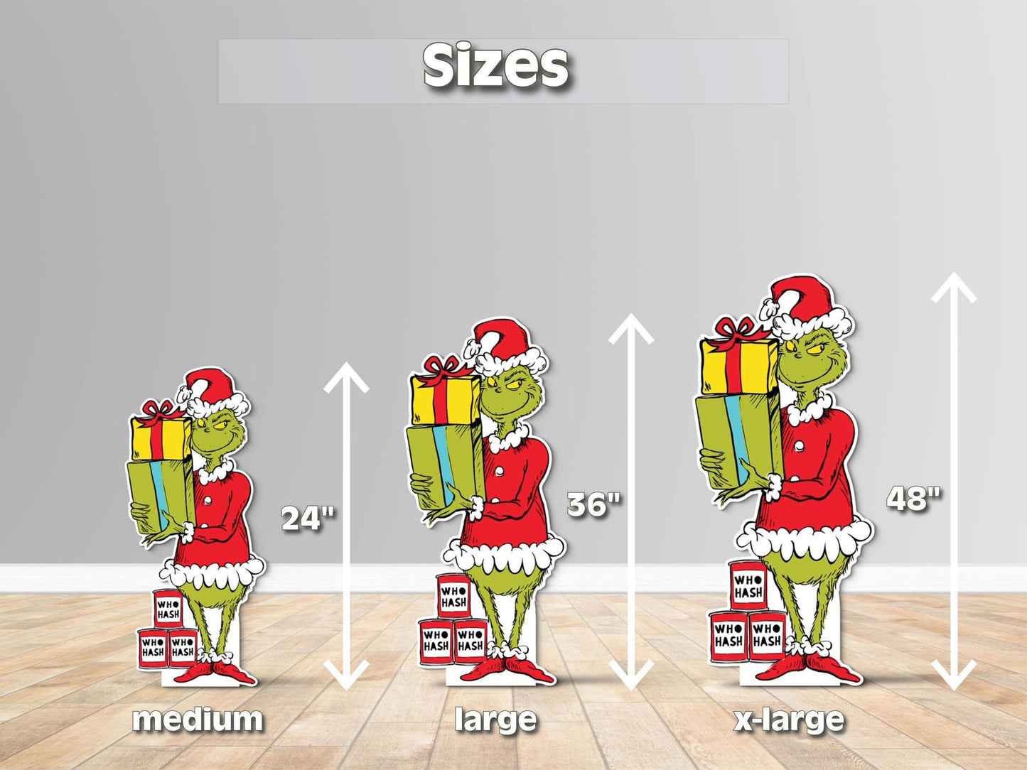 Grinch with gifts christmas cutouts | whoville | dr seuss decorations | yard signs | Holiday seasonal product