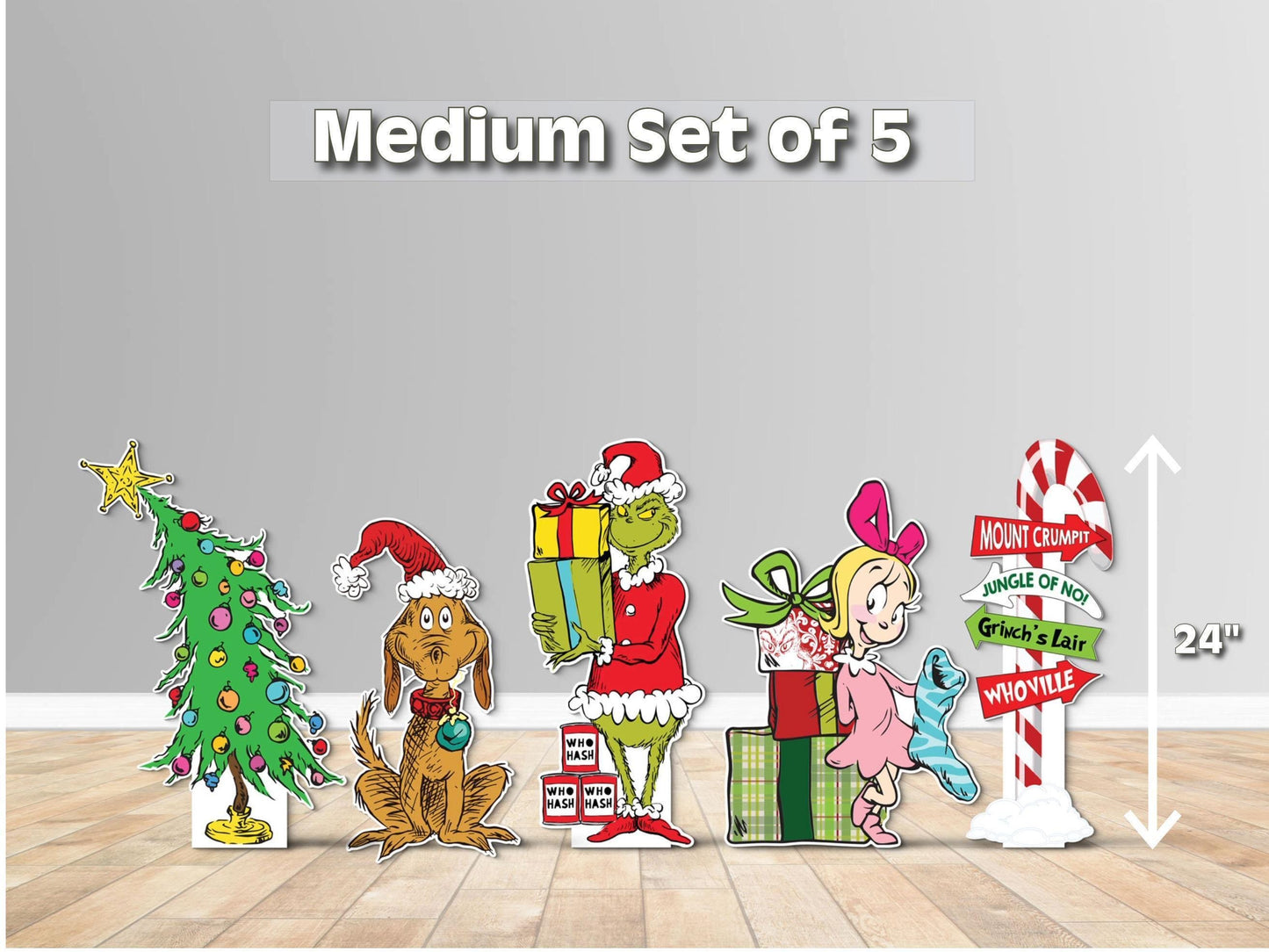 Grinch with gifts christmas cutouts | whoville | dr seuss decorations | yard signs | Holiday seasonal product