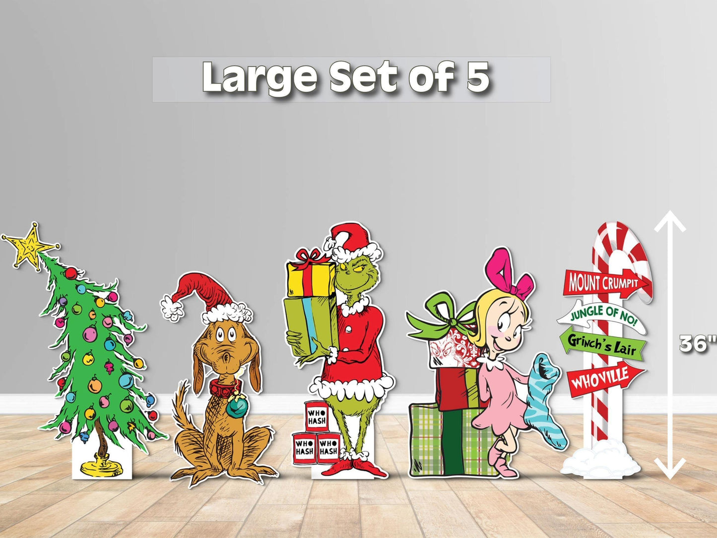 Grinch with gifts christmas cutouts | whoville | dr seuss decorations | yard signs | Holiday seasonal product