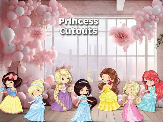 Disney princess cutouts | princess birthday party decor | kids party decor | snow white | rapunzel | bella | cinderella | jasmine