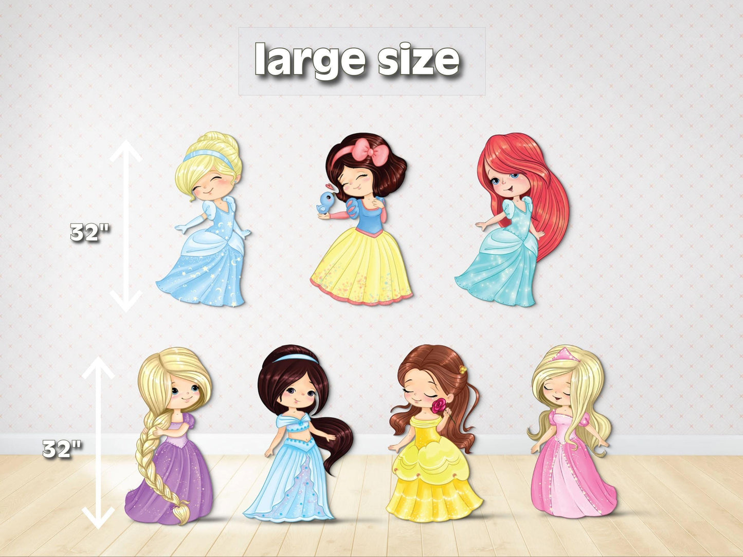 Disney princess cutouts | princess birthday party decor | kids party decor | snow white | rapunzel | bella | cinderella | jasmine