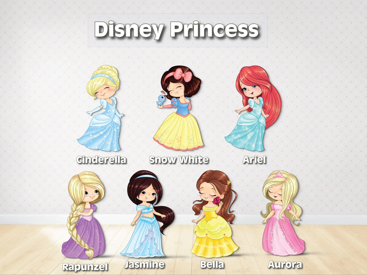 Disney princess cutouts | princess birthday party decor | kids party decor | snow white | rapunzel | bella | cinderella | jasmine